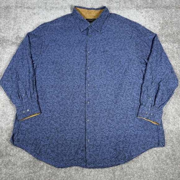 Jhane Barnes Shirt Men's 3XB Blue Silk Blend Long Sleeve Button Up Textured - Picture 2 of 7